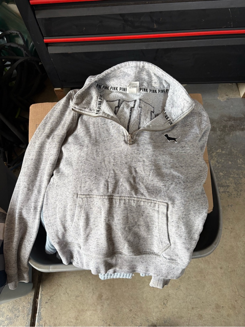 Victoria's Secret PINK Heather Gray Half-Zip Pullover Sweatshirt